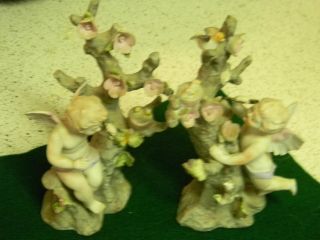 Lefton Handpainted Porcelain Pair Of Angels - Numbered - Vintage A+ Condition photo