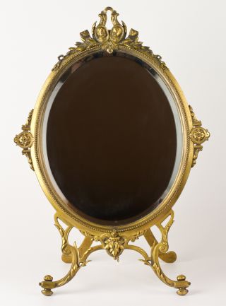 Gorgeous Antique French 19th Century Bronze Beveled Mirror ~ Top Quality photo