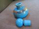 Vintage Blue Glass 22k Gold Perfume Bottle Stopper Perfume Bottles photo 2