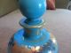 Vintage Blue Glass 22k Gold Perfume Bottle Stopper Perfume Bottles photo 6