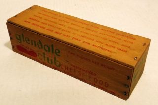Glendale Club Wooden Box Pauly Manitowoc Wiscosin 2 Pounds Cheese Food Excellent photo