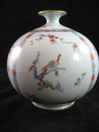 1920s Limoges Hand Painted Porcelain Lamp Base Gold Decorated Oriental Birds photo