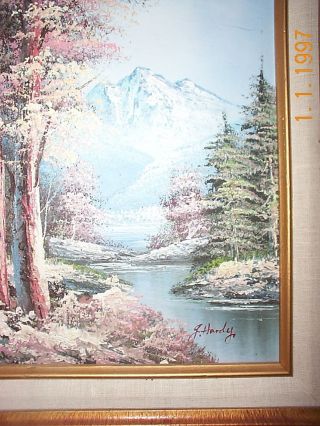 Vtg~fine Art~thick Oil Painting~landscape~signed J Hardy~mountain~lake~woods~wow photo
