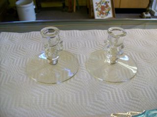 Vintage Crystal Glass Candle Stick Holders Rare Style photo