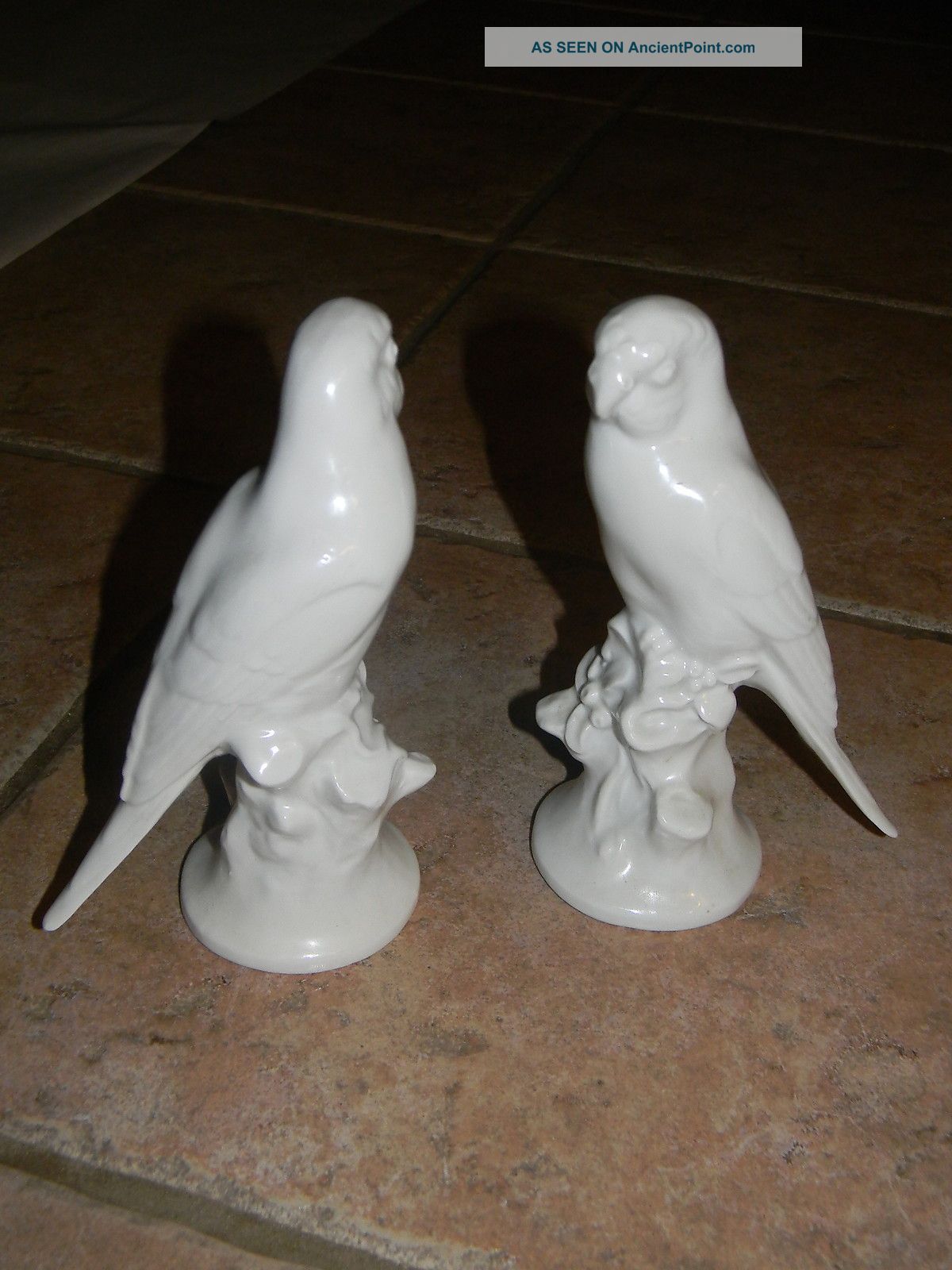 Carl Scheidig Germany 2 White Parrots Figurines Figurines photo