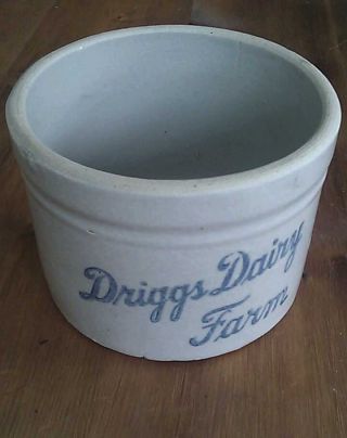 Antique Driggs Dairy Farms Milk Collectible Ceramic Crocks Rare photo