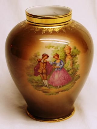 Zeh Scherzer Bavaria Vase With Signed Victorian Fragonard Courting Couple photo