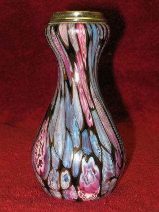 Stunning Milifiori Bud Vase With Sterling Rim Ca 1913 Exc Condition photo