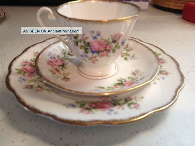 Royslyn Bone China Tea Cup,  Saucer And Dessert Plate Moss Rose Pattern Cups & Saucers photo