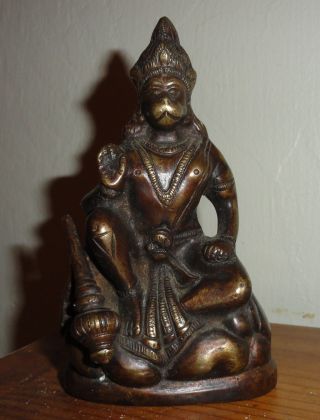 Vintage Traditional Indian Cast Bronze Statue Monkey God Hanuman 6 