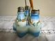 Victorian Hand Painted Shades Of Blue Opaque Glass Condiment Set On Tray Other photo 1