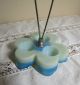 Victorian Hand Painted Shades Of Blue Opaque Glass Condiment Set On Tray Other photo 3