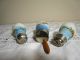 Victorian Hand Painted Shades Of Blue Opaque Glass Condiment Set On Tray Other photo 5
