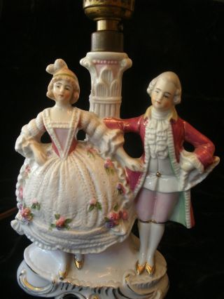 Porcelain Boudoir Lamp - 19th Century Giesshubel - 2 Figurines - Works - Germany 17189 photo