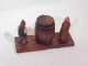 Rare Vintage Carved Wood Figural Bookends W/ Barrel Anri Figures Stunning Set Other photo 4