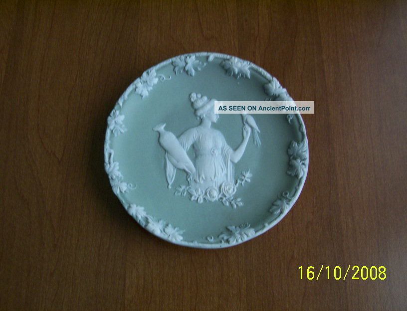Antique Light Green Jasper Ware Plaque - 4 5/8 In.  In Diameter Other photo