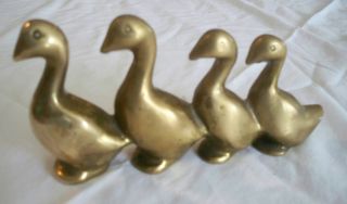 Vintage Heavy Brass Collectible Ducks Figure Paper Weight photo