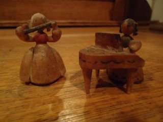 Antique Minature Swiss Angel Musicians Flute And Piano Player (wings Missing) photo