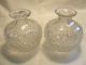2 Brilliant Fan And Cane Cut Glass Perfume Bottles 19th Century Faceted Stoppers Perfume Bottles photo 1