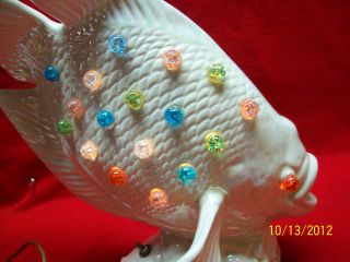 Vintage,  Ceramic,  Repair,  Large Fish,  Table Lamp,  Lighted Crystal Balls,  Lighted Eyes photo