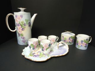 Handpainted Porcelain Tea Set,  Signed,  Raspberry & Cherry Blossoms Nr photo