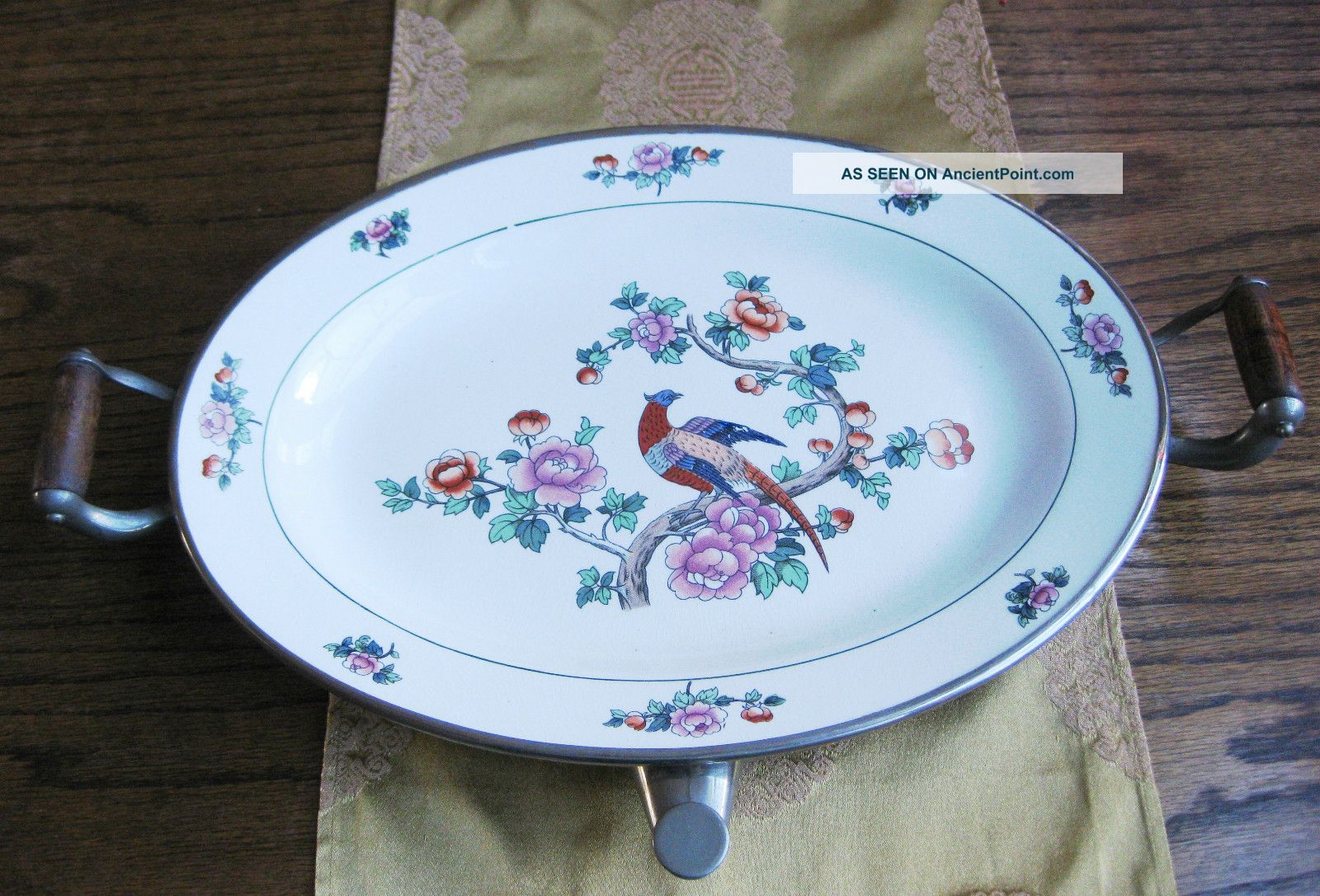 Antique Excellent Bird Of Paradise Porcelain Warming Tray Excello Platters & Trays photo