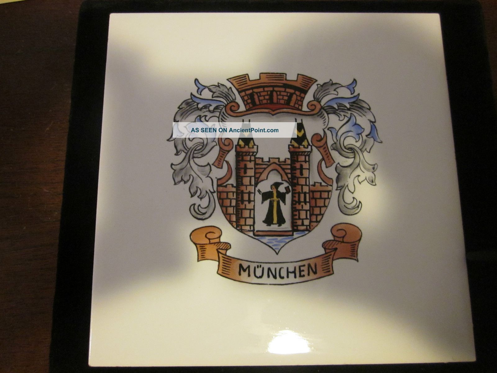 Antique Ceramic Tile Trivet V & B Danischburg Germany Munchen Munich Monk Tiles photo