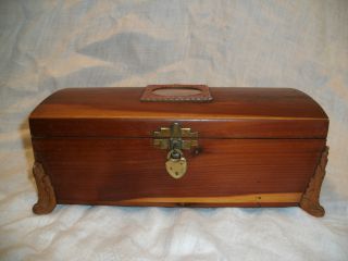 Ornate Wooden Cedar Box - Lock And Key - Photo Frame photo