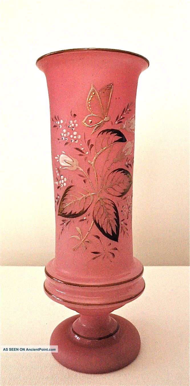 Victorian Hand Blown Enamel Glass Vase Vases photo