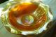 Vtg Luster Iridescent Gold Carnival Glass Bowl Raised Flower Leaf Design 9.  5 