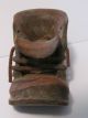 Vintage Carved Wooden Work Boot With Real Shoelaces Carved Figures photo 1