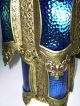 Amazing And Unique Vintage Hanging Lanterns.  Ornate Brass And Blue Glass. Lamps photo 2