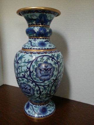 Lovely Light Blue Purple Blue Turquoise Red And Lavender Colored Cloisonne Vase photo