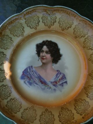 C 1920 Vintage T N T Plate,  Platter,  Charger,  Portray Of A Lady photo