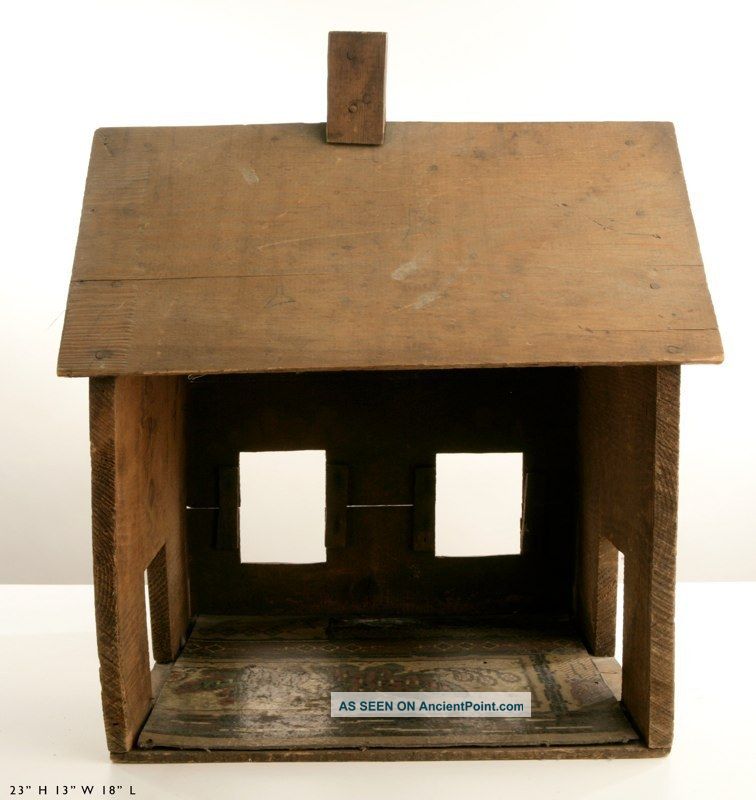Folk Art House - Made From Fruit Crate - One Of Two Boxes photo