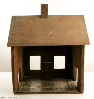 Folk Art House - Made From Fruit Crate - One Of Two photo