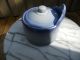 Vintage Blue Glaze Pottery Salt Crock Salt Box House Of Spain (1948) Crocks photo 4