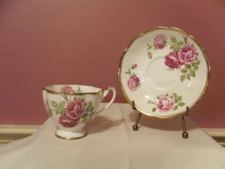 Queen Anne Tea Cup And Saucer Pink Roses photo
