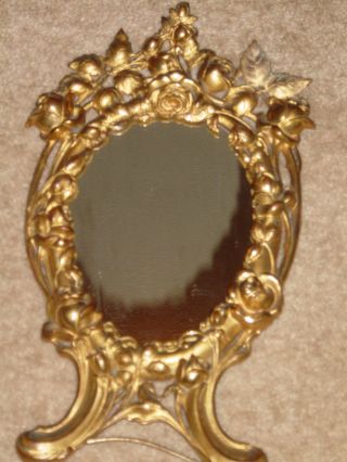 Jenning Brothers - Art Nouveau Vanity Mirror - Large Cast Metal Frame - Vintage - Ornate photo
