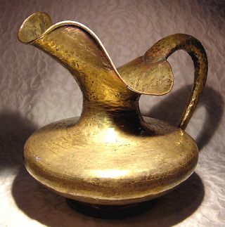 Fabulous Egidio Casagrande Italy Borgo Trento Hammered Brass Copper Pitcher Vase photo