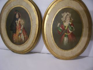Vintage Florentia Oval Art Pieces Two Beautuful Ladies. . . . .  Look photo