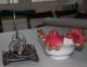 Victorian Bride Basket Cranberry Amber Trim & Meriden Silverplate Bowls photo 9