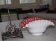 Victorian Bride Basket Cranberry Amber Trim & Meriden Silverplate Bowls photo 8
