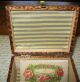 Old Pyrography Sm.  Wood Box - Red Poppies W/contents Old Cards,  Mop Nail Tool - Etc. Boxes photo 3