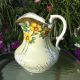 Antique Wheeling Pottery La Belle China Yellow Floral Pitcher & Basin Wash Bowl Pitchers photo 7