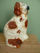 19thc Staffordshire Seated Red & White Spaniel Dog Figurines photo 6