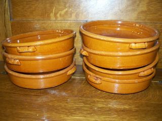 Set Of Seven Brown Ceramic Bowls Marked No 8 photo
