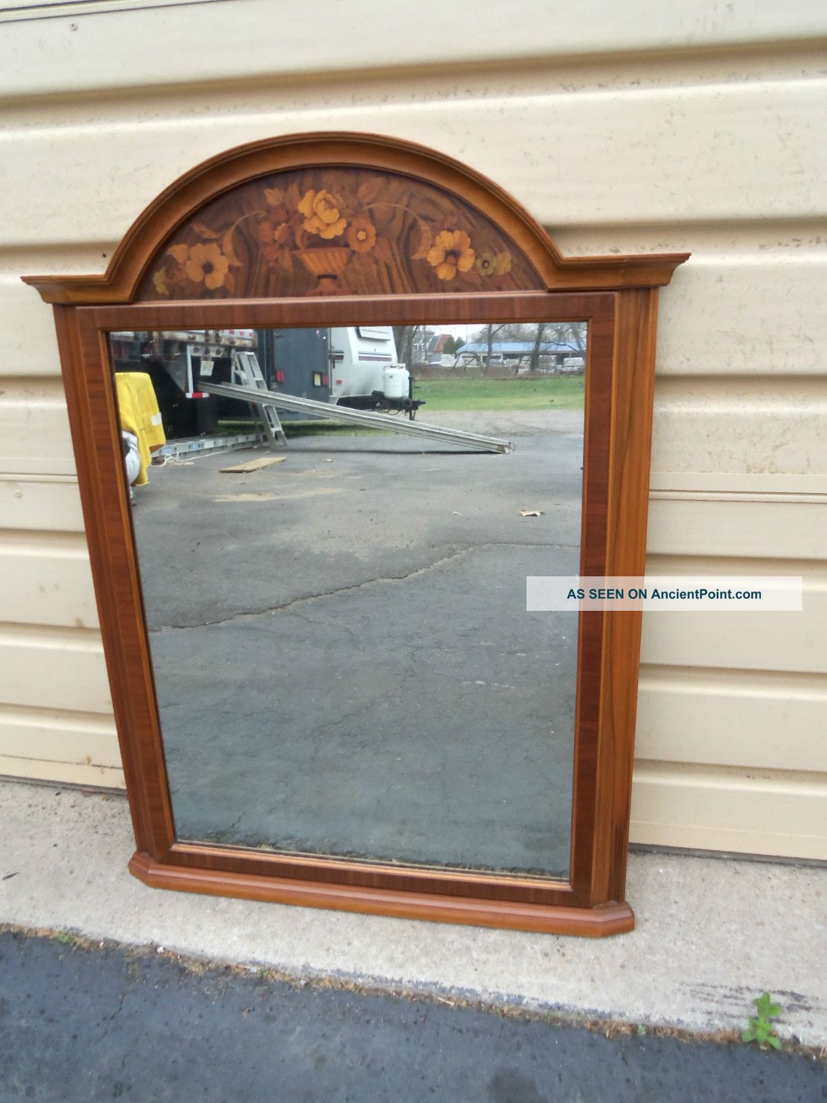 49975 Large Arched Top Inlaid Floral Urn Marquetry Mirror Mirrors photo
