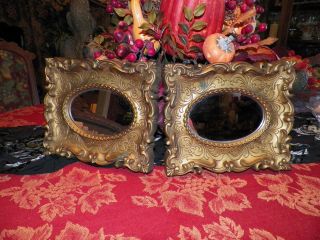 Matched Pair Of Vintage Ornate Mirrors With Antique Gold Frames photo