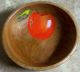 Antique Set Of 4 Wood Wooden Bowls Apple Pattern Hand Painted Salad Cereal Fruit Bowls photo 3